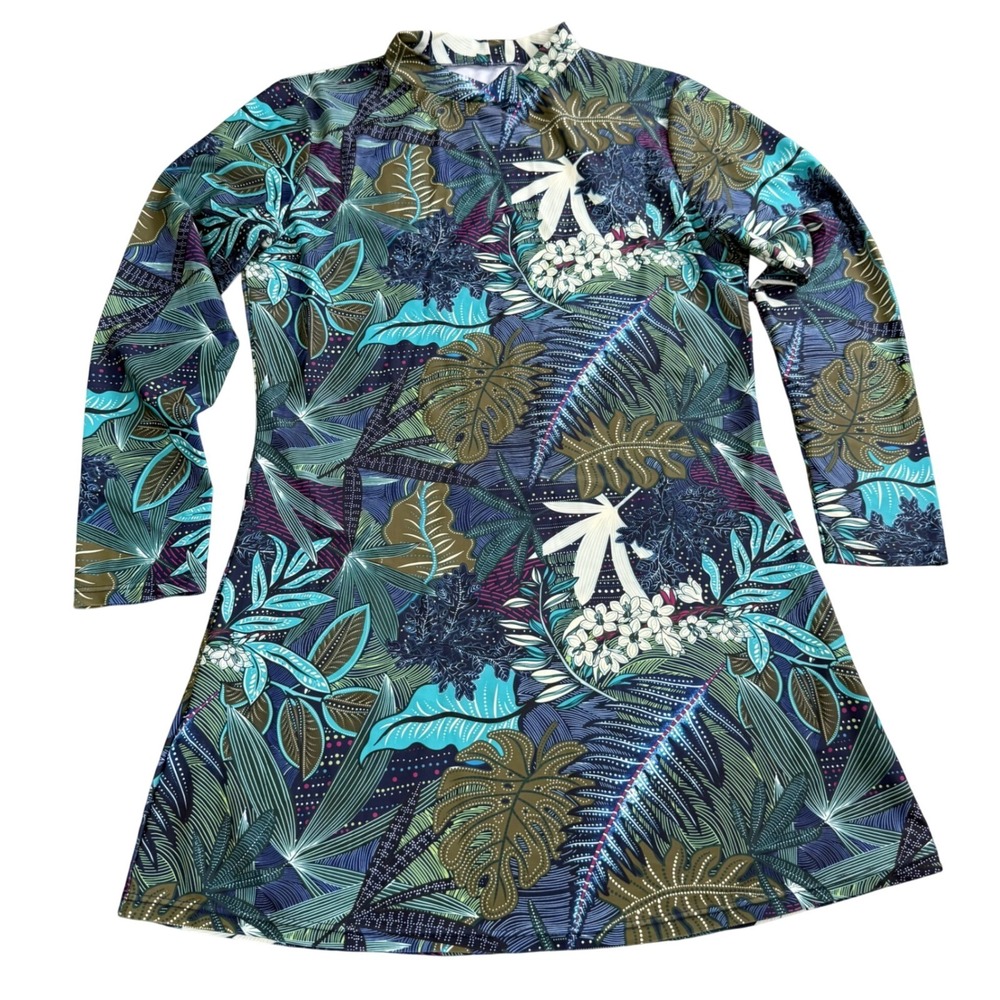 Summer Mae Modest Swimsuit Tunic Womens XL Tropical Full Coverage Burkini Top
